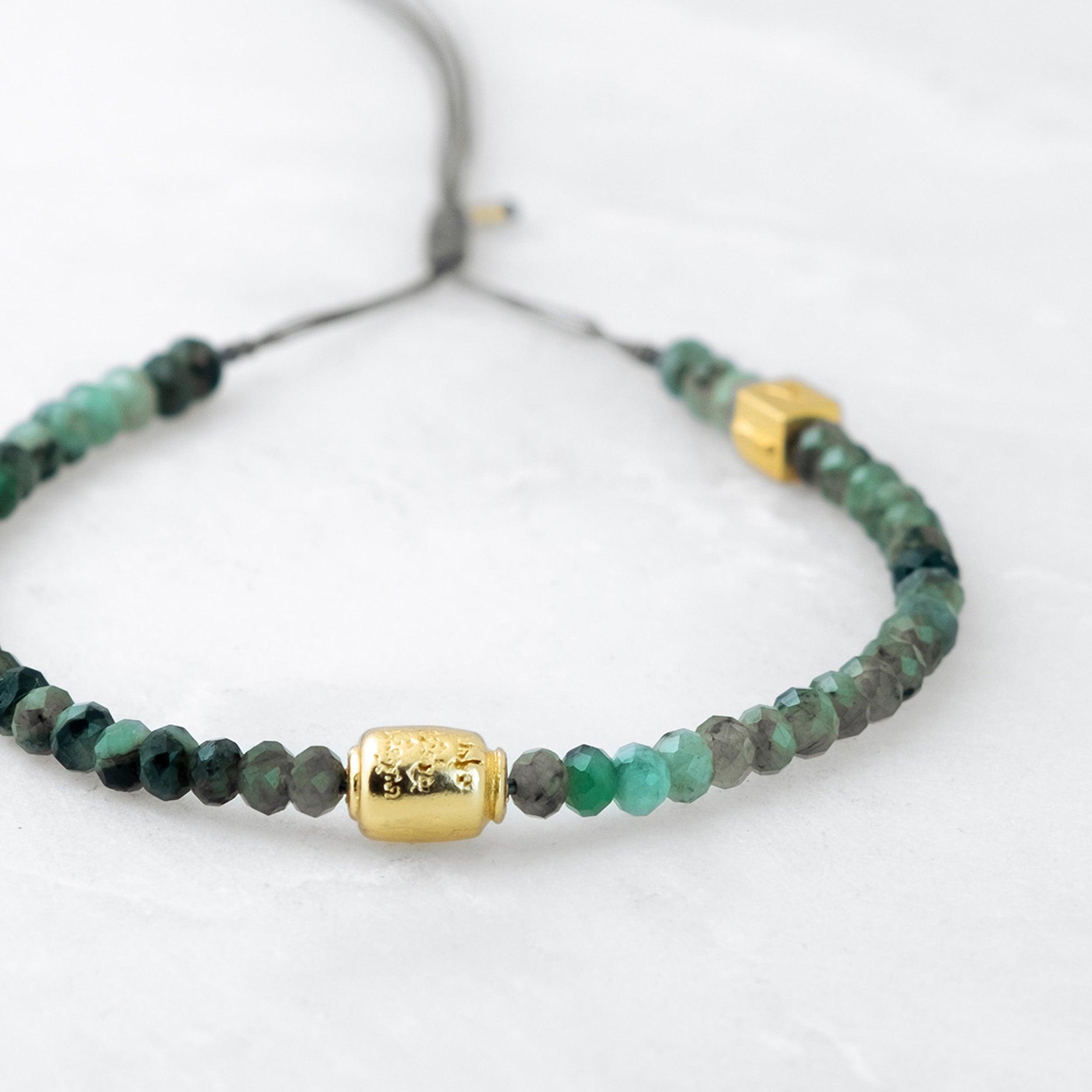 Bracelet MALA PRECIEUX - Emeraude, Manikorlo doré - Roseparo Bijoux