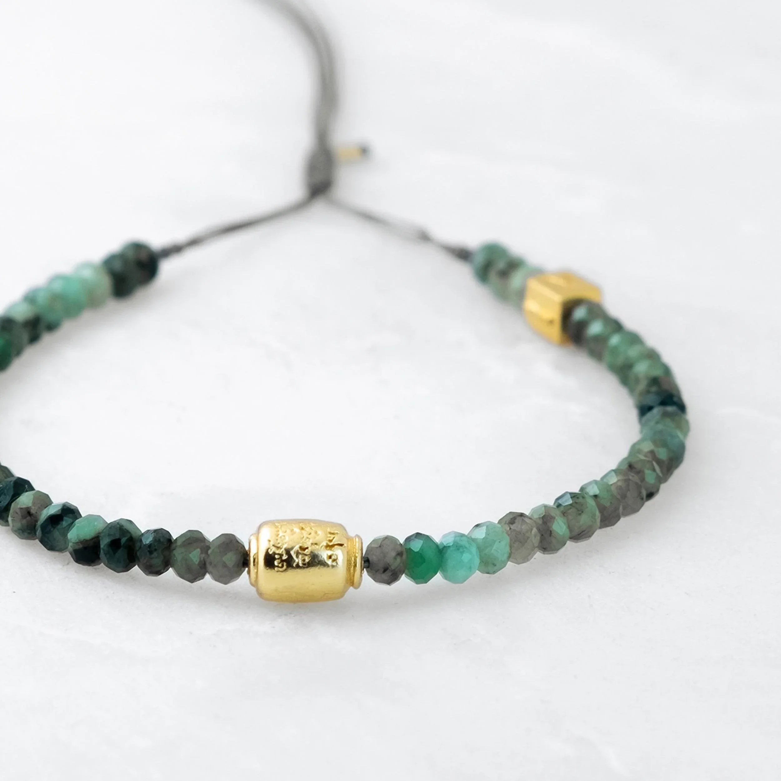 Bracelet MALA PRECIEUX - Emeraude, Manikorlo doré - Roseparo Bijoux