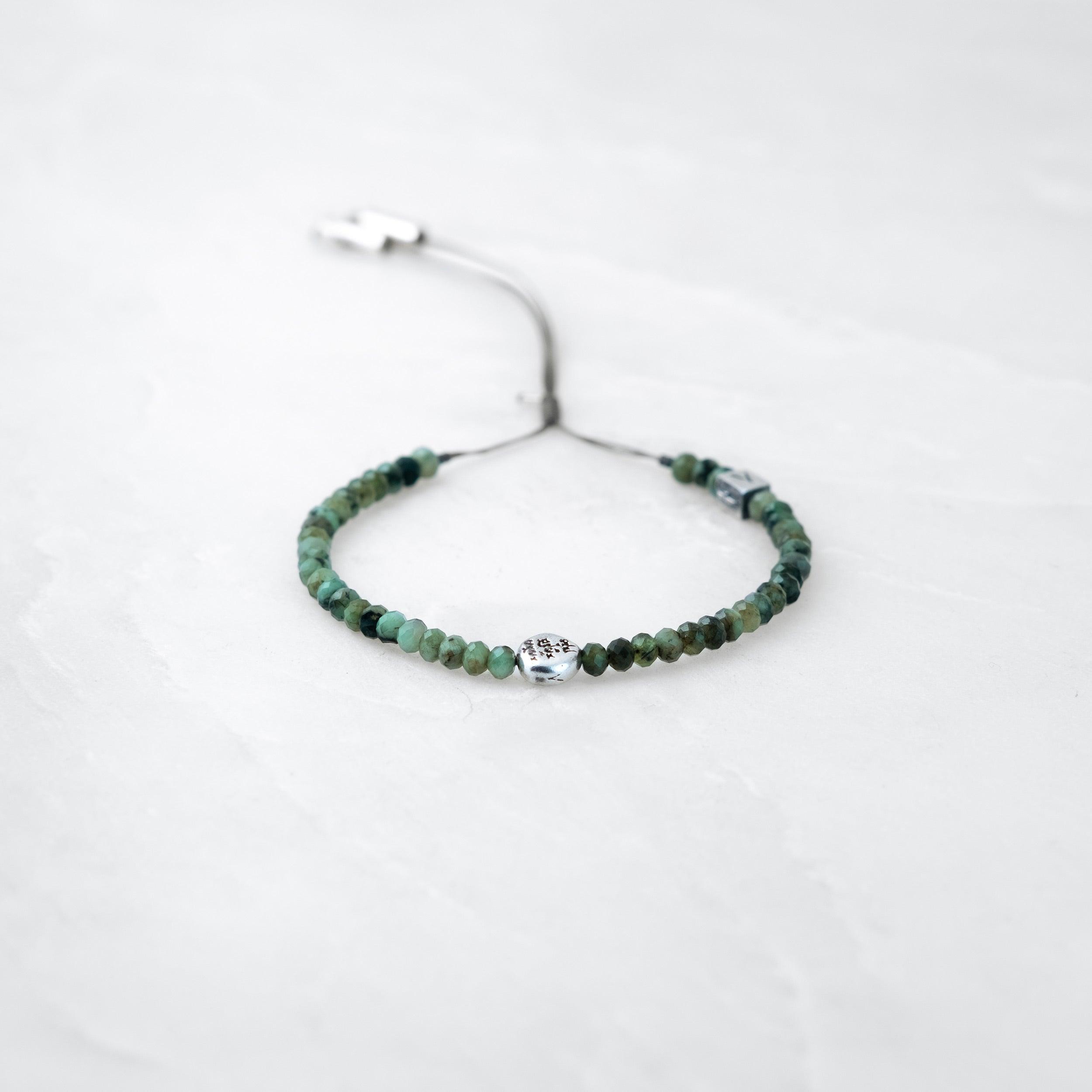 Bracelet MALA PRECIEUX - Emeraude, Mani argenté - Roseparo Bijoux