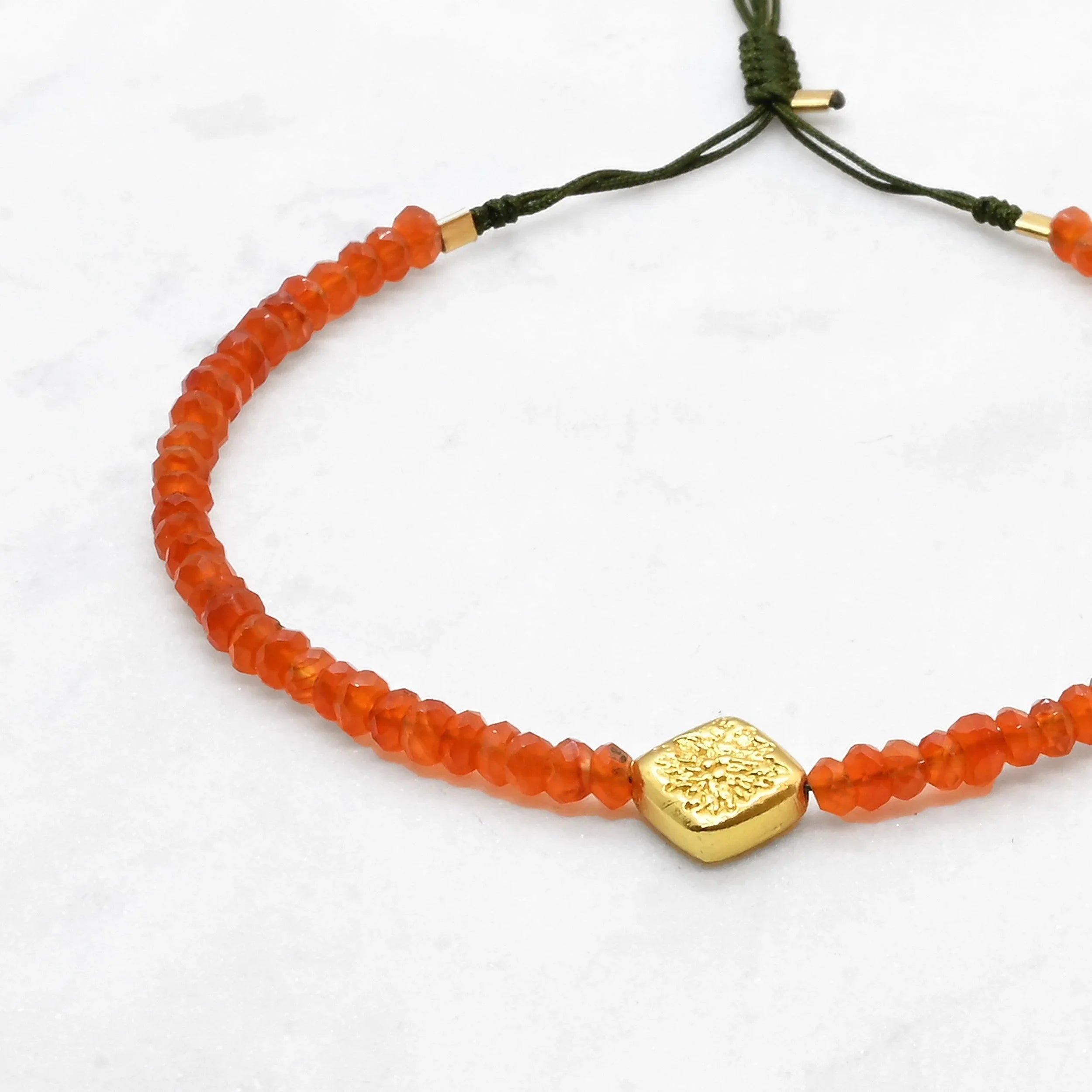 Bracelet MALA - Cornaline claire, Amala dorée - Roseparo Bijoux