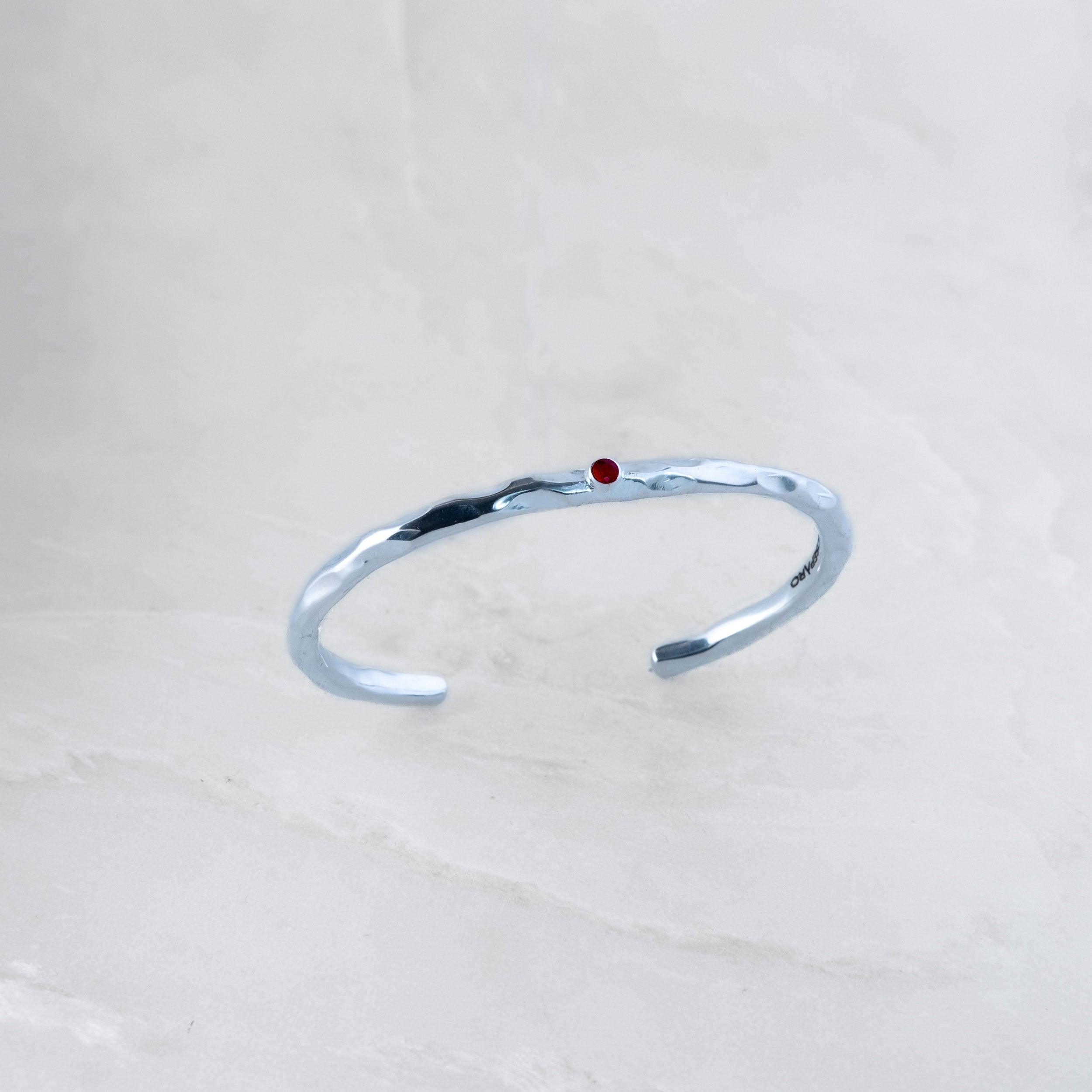 Bracelet JONC - Argent large, Rubis - Roseparo Bijoux