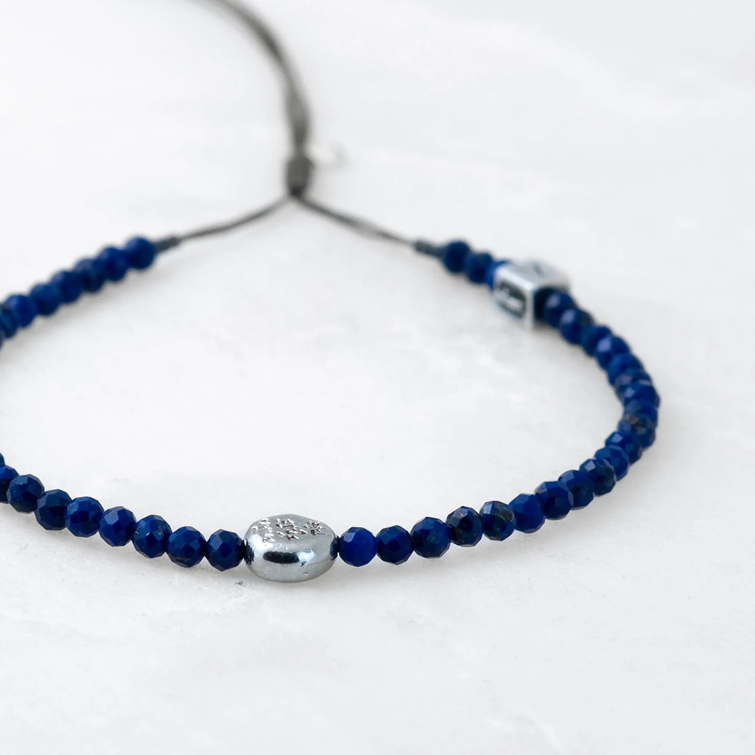 Bracelet MALA PRECIEUX - Saphir, Mani argenté - Roseparo Bijoux