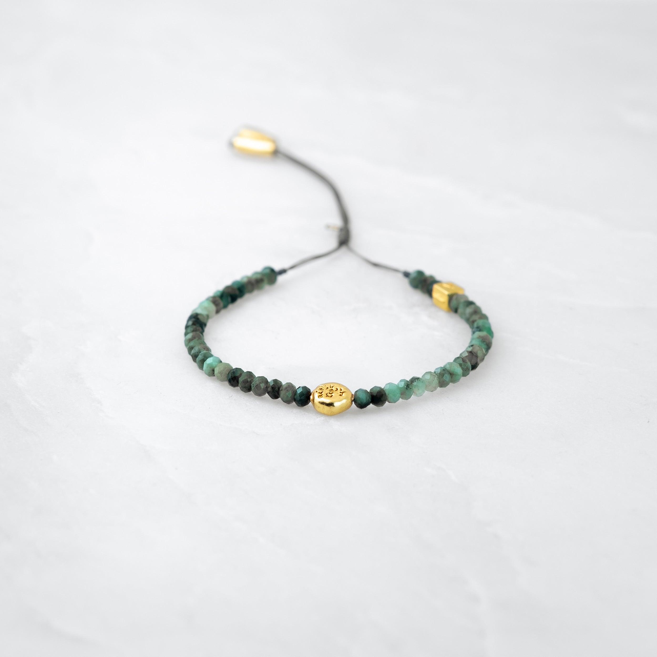 Bracelet MALA PRECIEUX - Emeraude, Mani doré - Roseparo Bijoux