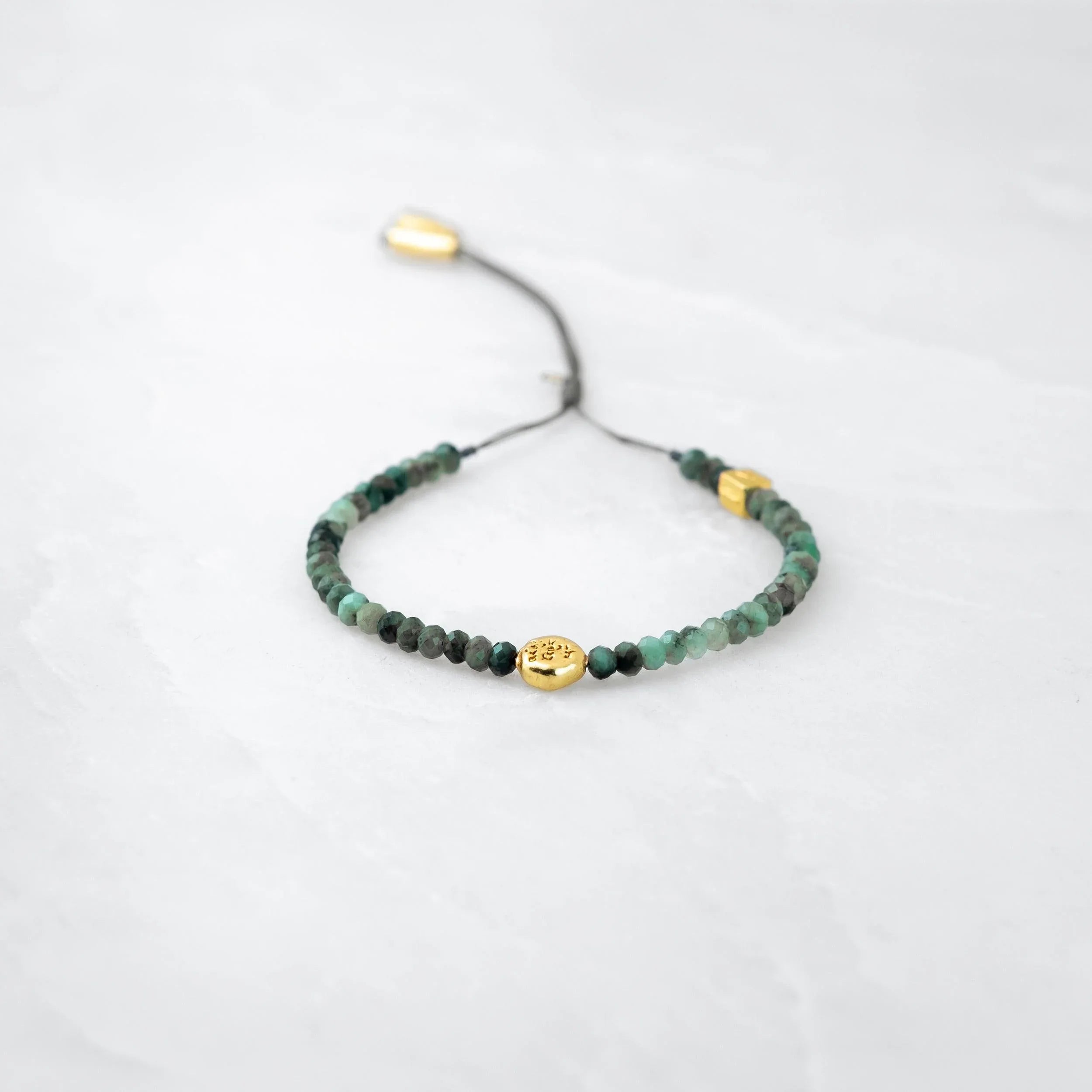 Bracelet MALA PRECIEUX - Emeraude, Mani doré - Roseparo Bijoux