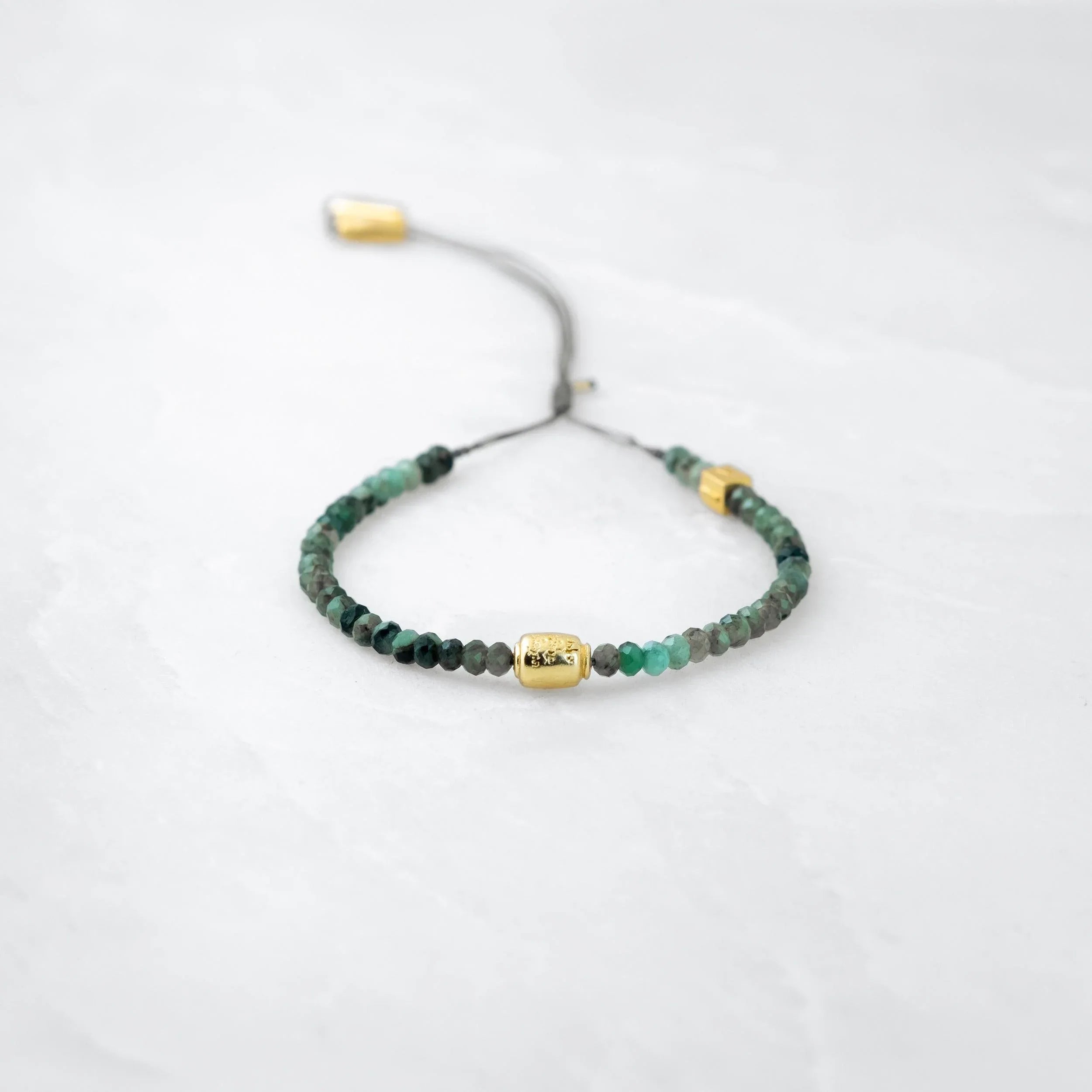 Bracelet MALA PRECIEUX - Emeraude, Manikorlo doré - Roseparo Bijoux