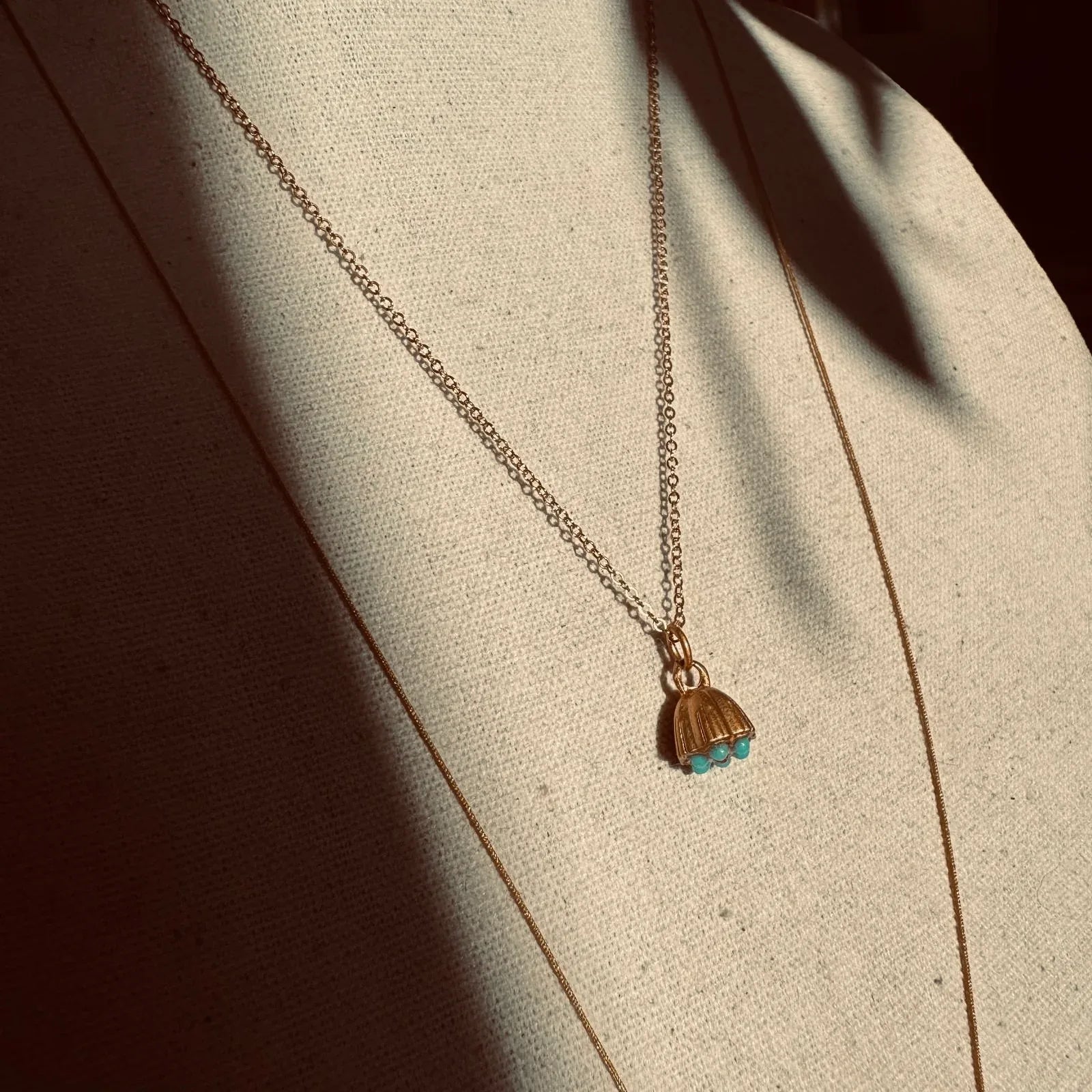 Collier - Petite fleur Turquoise & corail