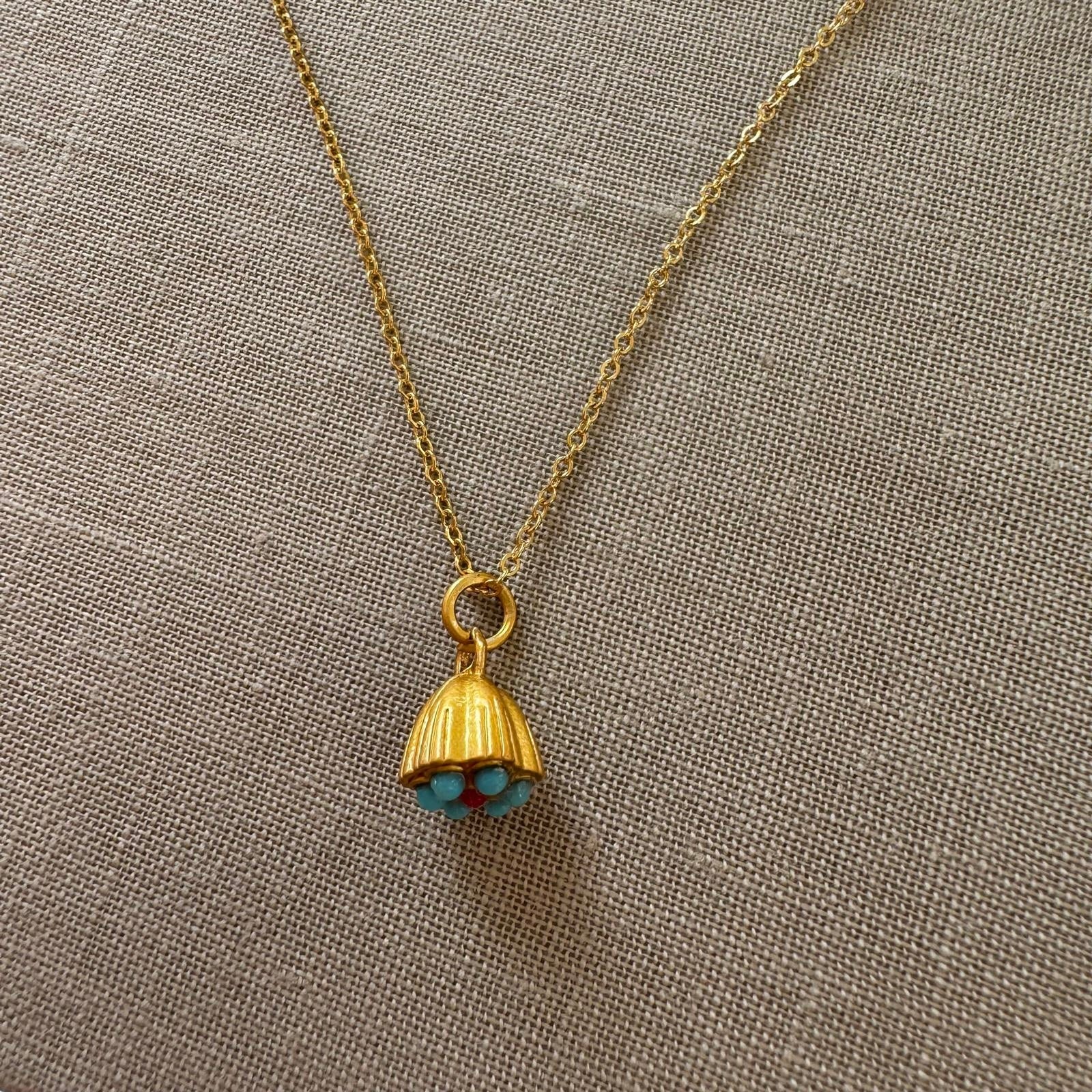 Collier - Petite fleur Turquoise & corail