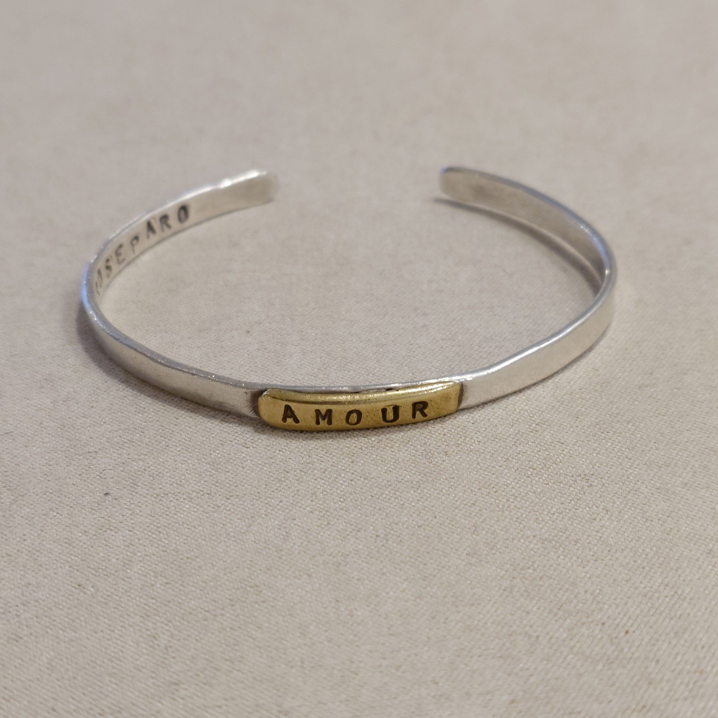 Bracelet JONC - AMOUR, ARGENT MASSIF & LAITON