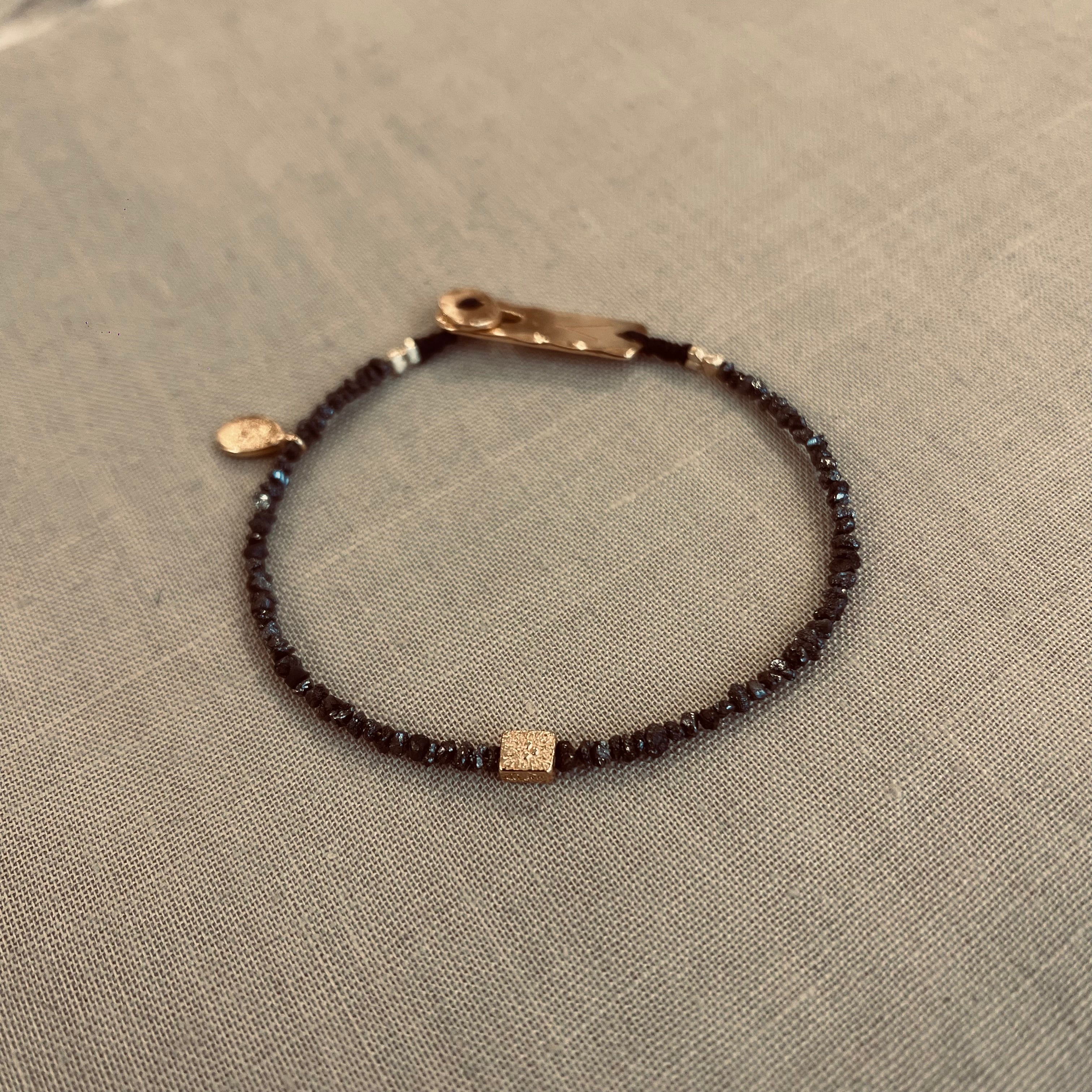 Bracelet Mala précieux Diamants noir