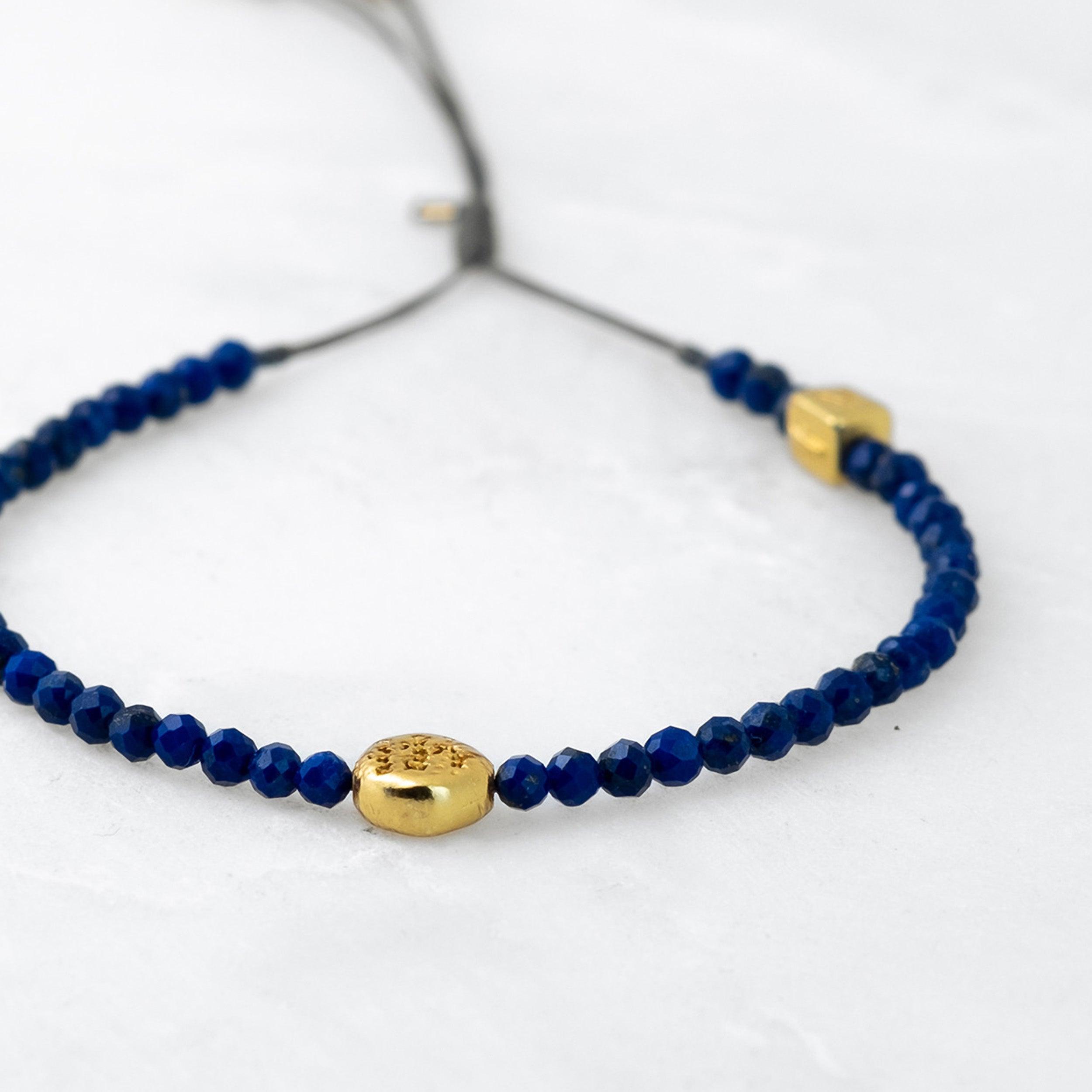 Bracelet MALA PRECIEUX - Saphir, Mani doré - Roseparo Bijoux