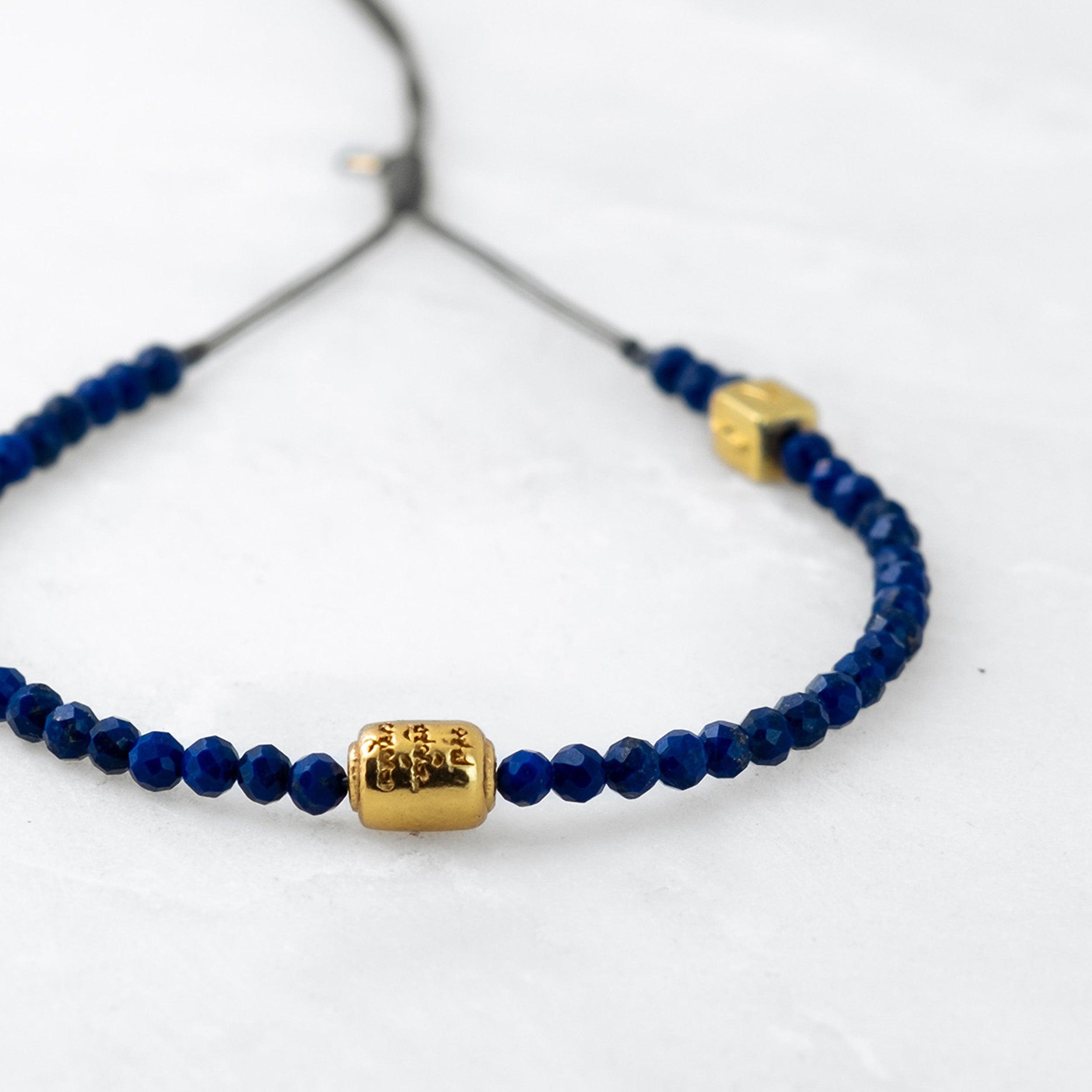 Bracelet MALA PRECIEUX - Saphir, Manikorlo doré - Roseparo Bijoux