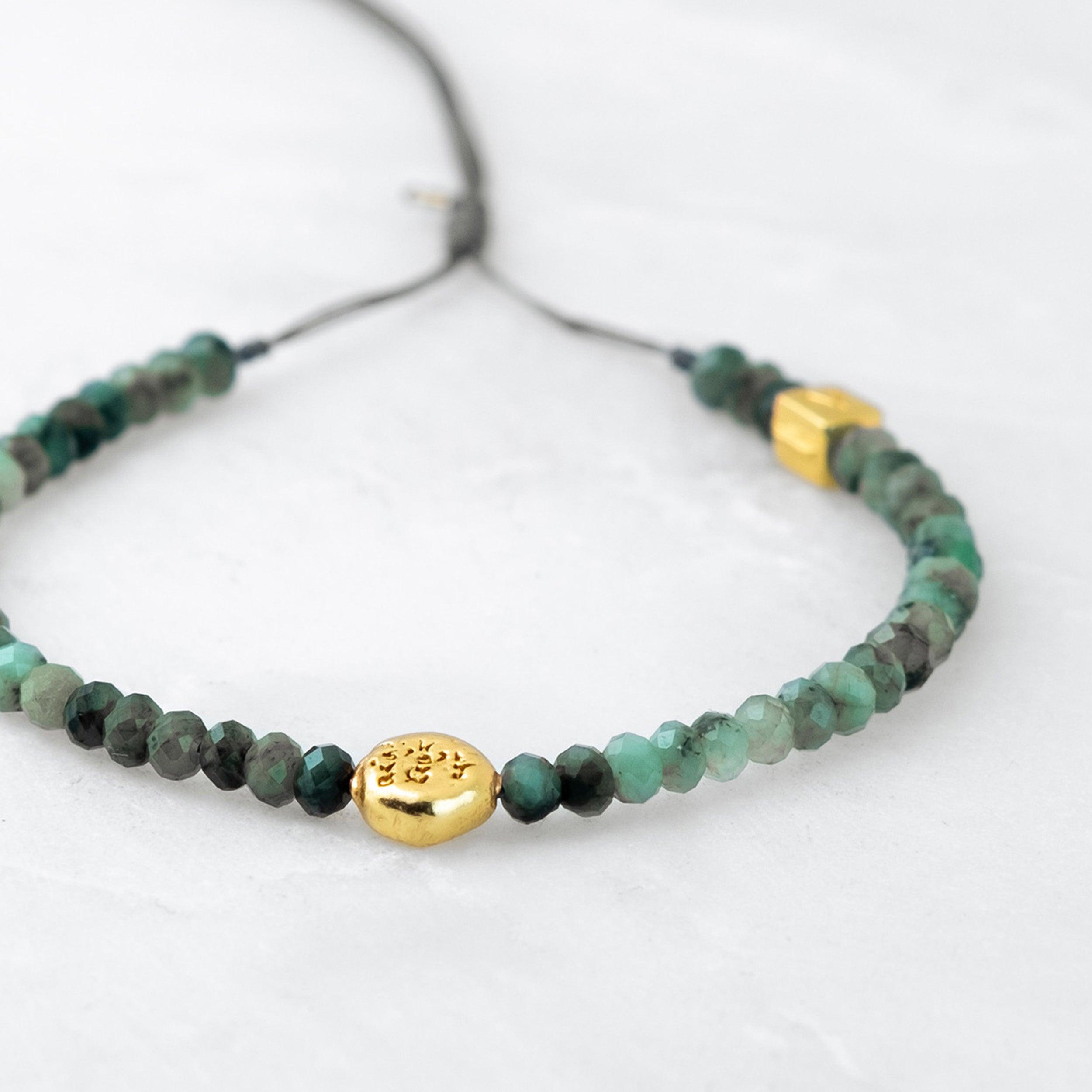 Bracelet MALA PRECIEUX - Emeraude, Mani doré - Roseparo Bijoux