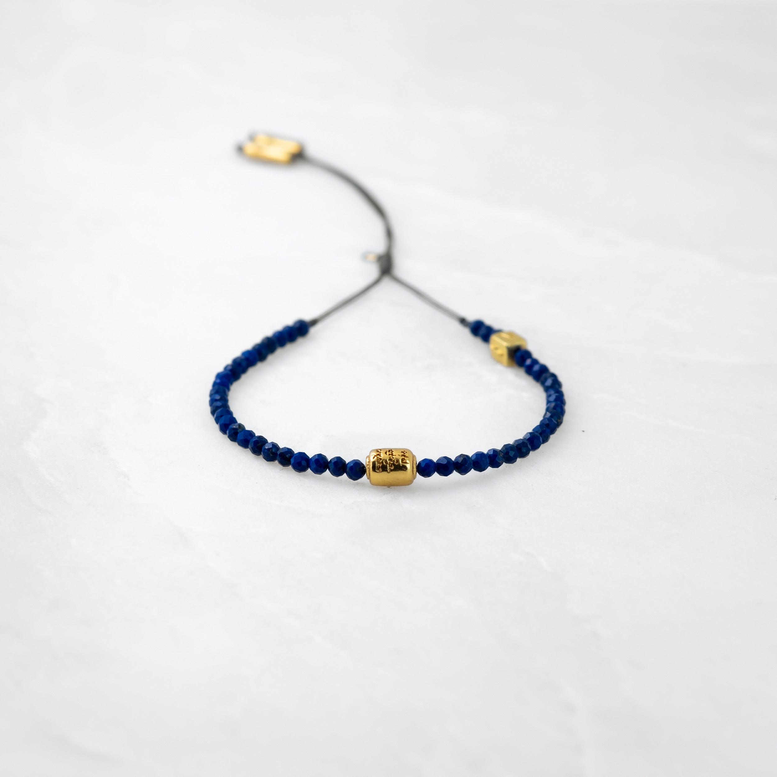 Bracelet MALA PRECIEUX - Saphir, Manikorlo doré - Roseparo Bijoux