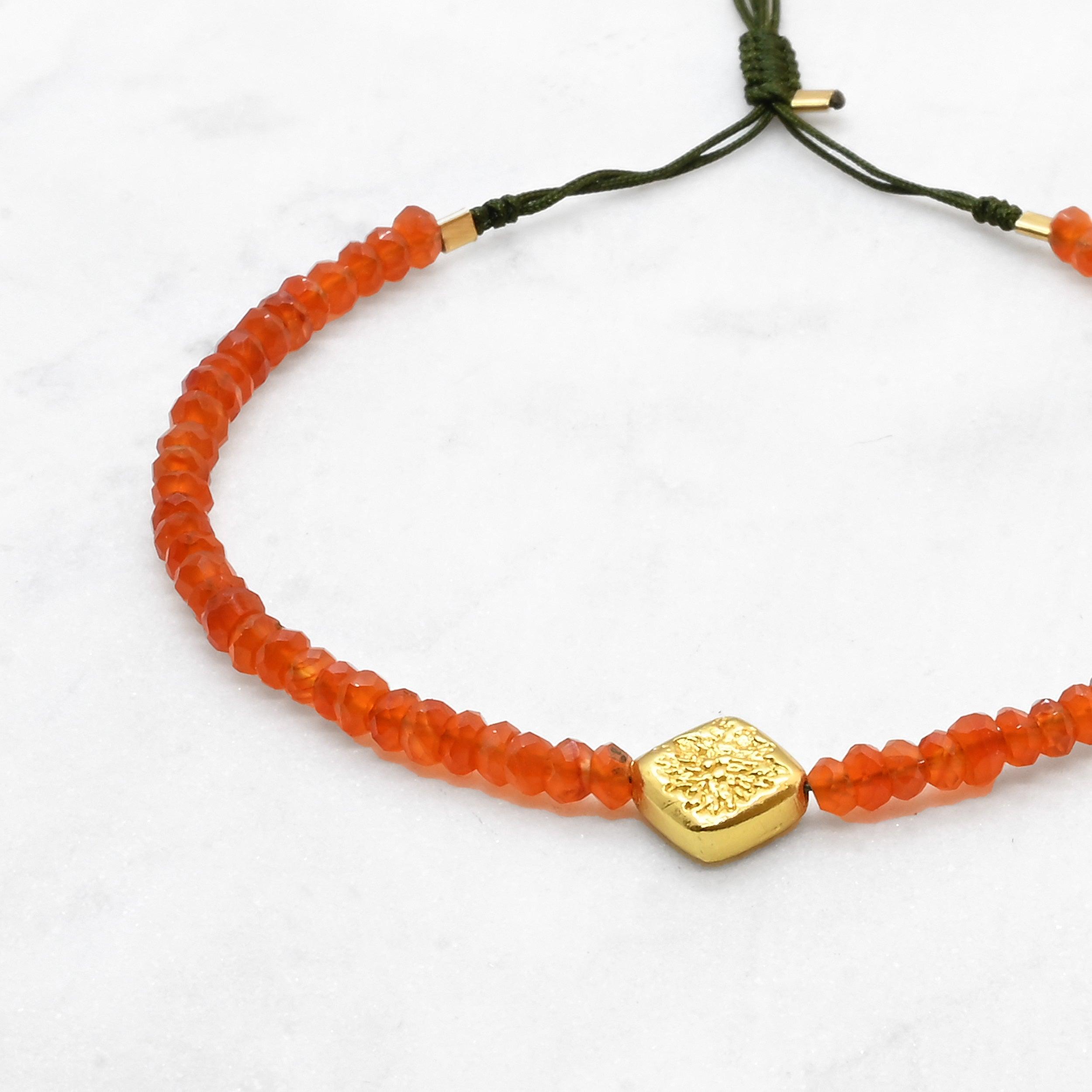Bracelet MALA - Cornaline claire, Amala dorée - Roseparo Bijoux