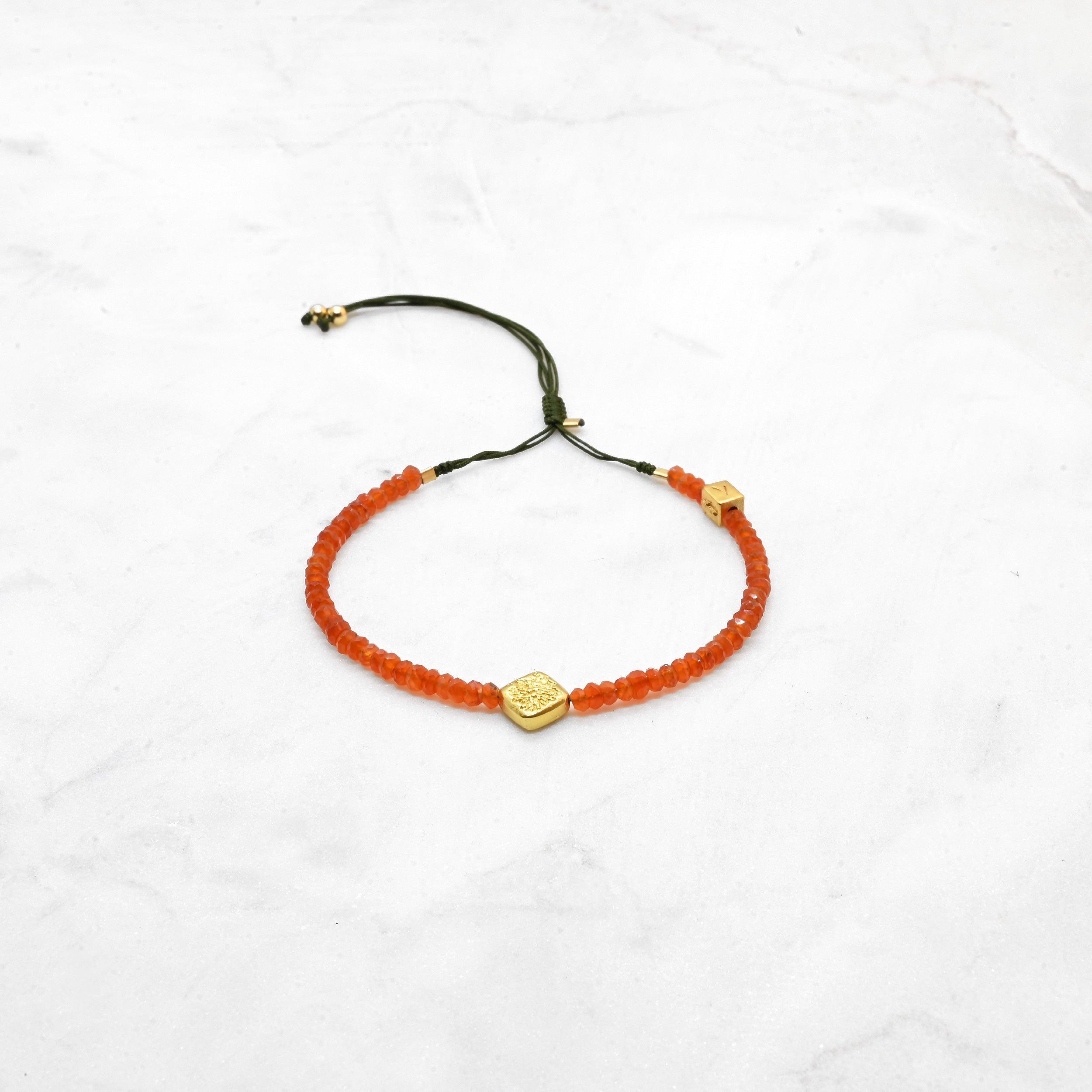 Bracelet MALA - Cornaline claire, Amala dorée - Roseparo Bijoux