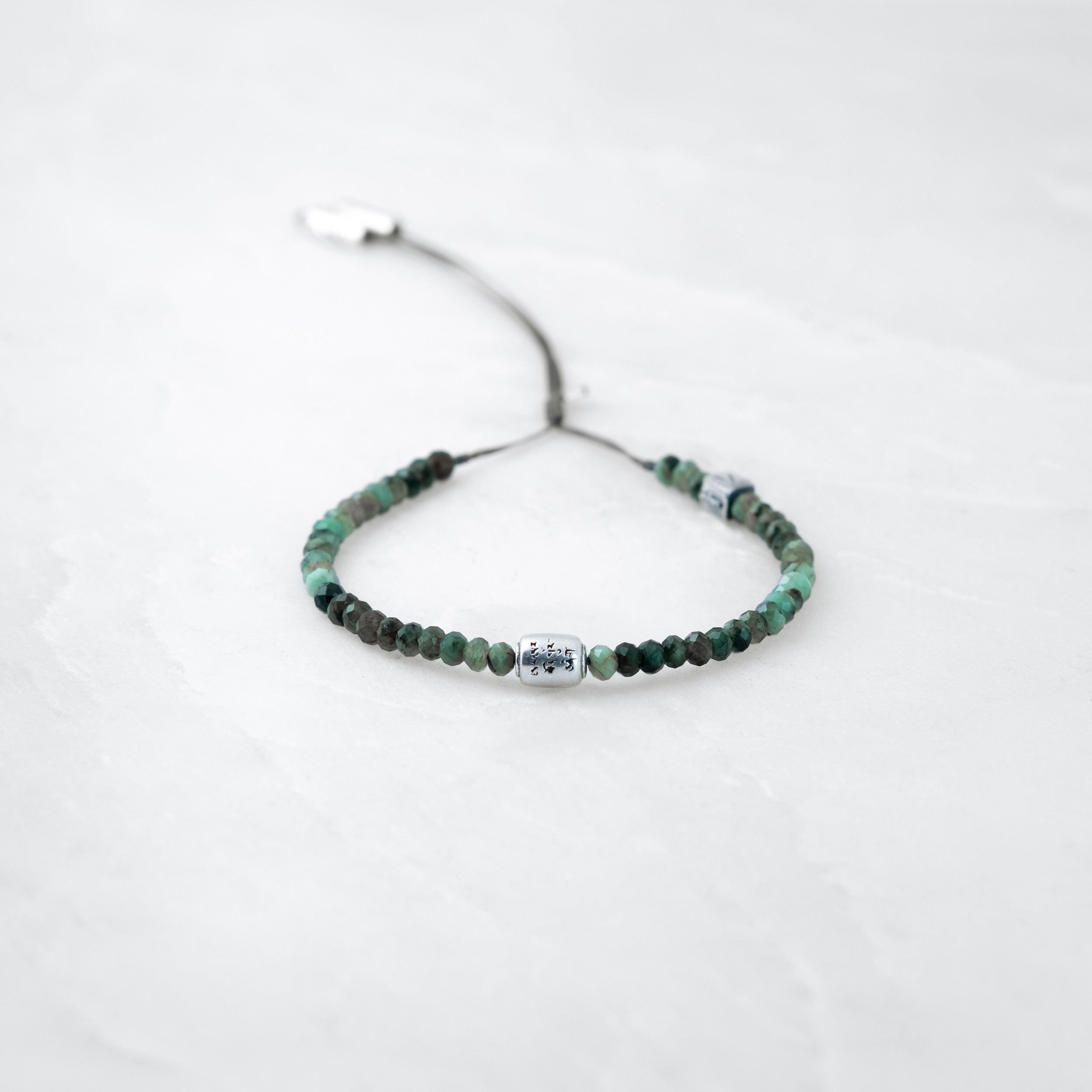Bracelet MALA PRECIEUX - Emeraude, Manikorlo argenté - Roseparo Bijoux