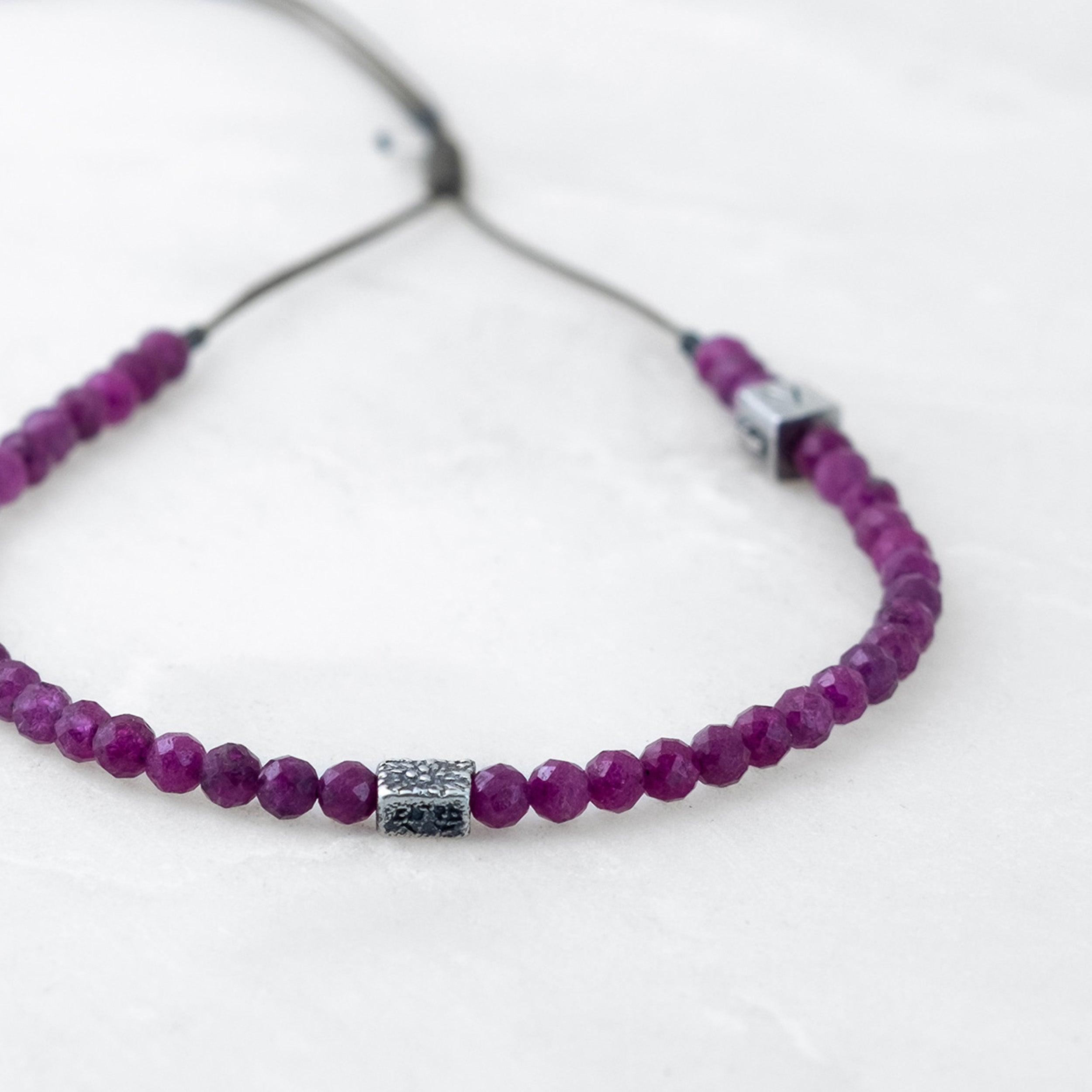 Bracelet MALA PRECIEUX - Rubis, Bodhi argenté - Roseparo Bijoux