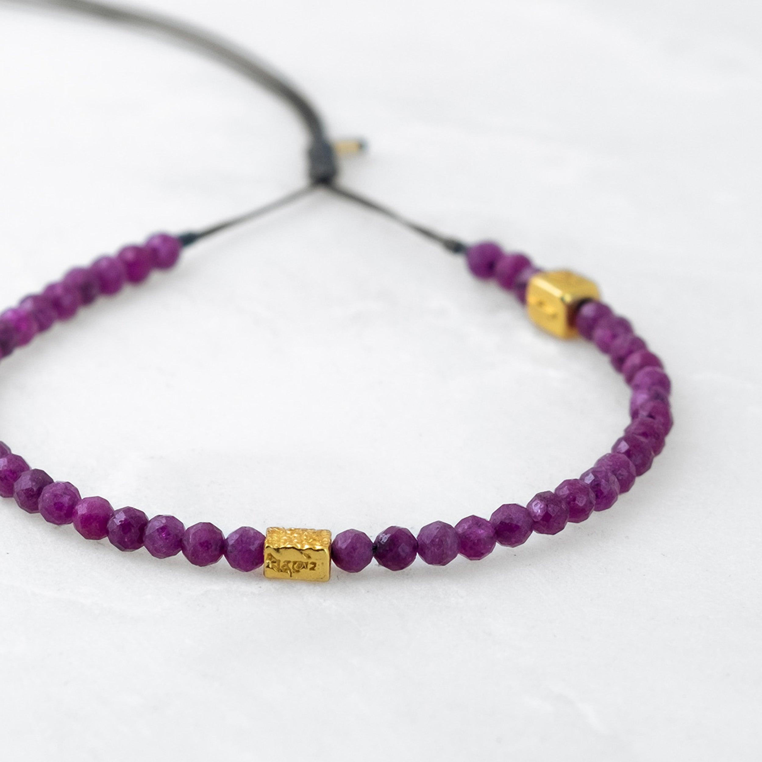 Bracelet MALA PRECIEUX - Rubis, Bodhi doré - Roseparo Bijoux