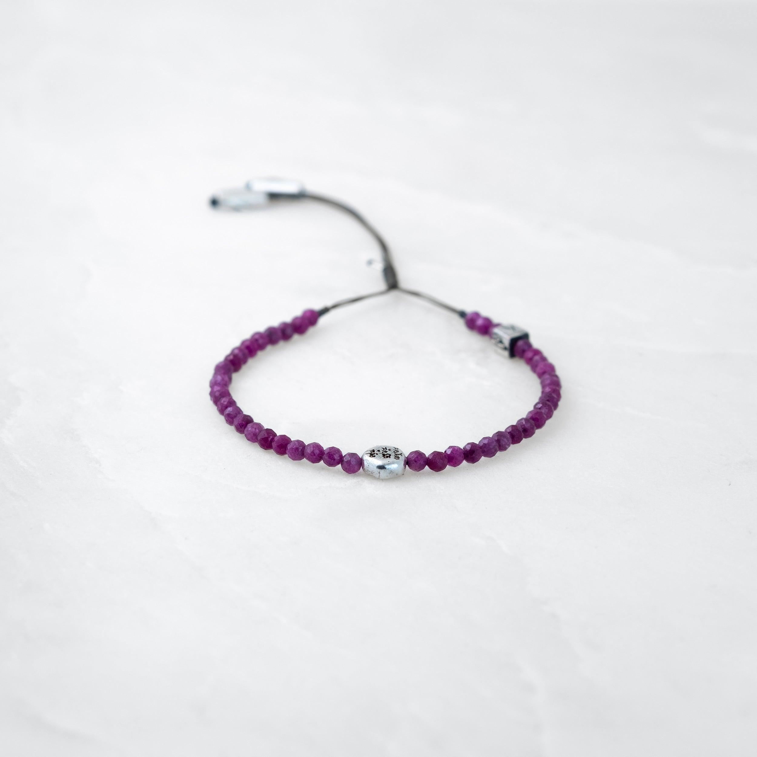Bracelet MALA PRECIEUX - Rubis, Mani argenté - Roseparo Bijoux
