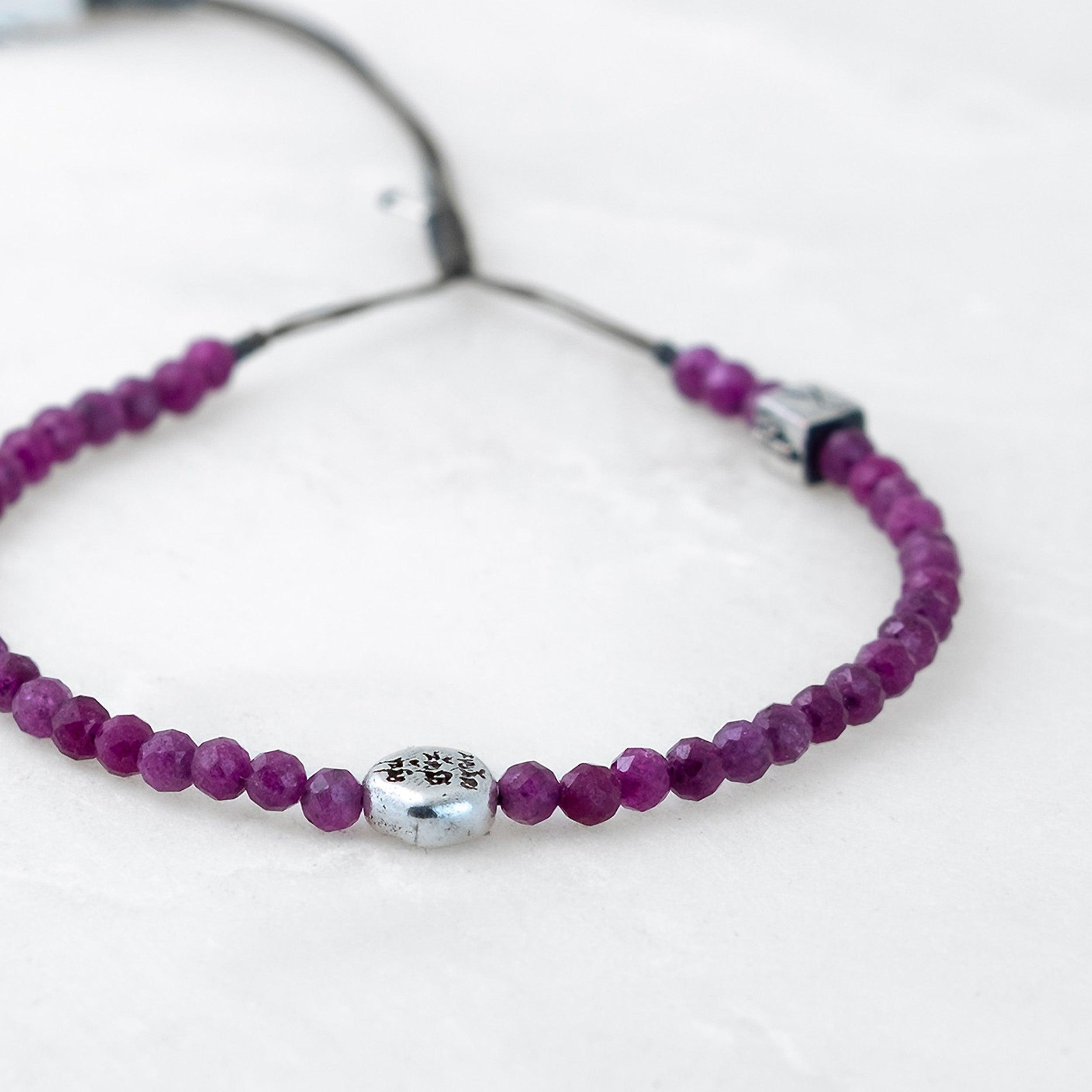 Bracelet MALA PRECIEUX - Rubis, Mani argenté - Roseparo Bijoux