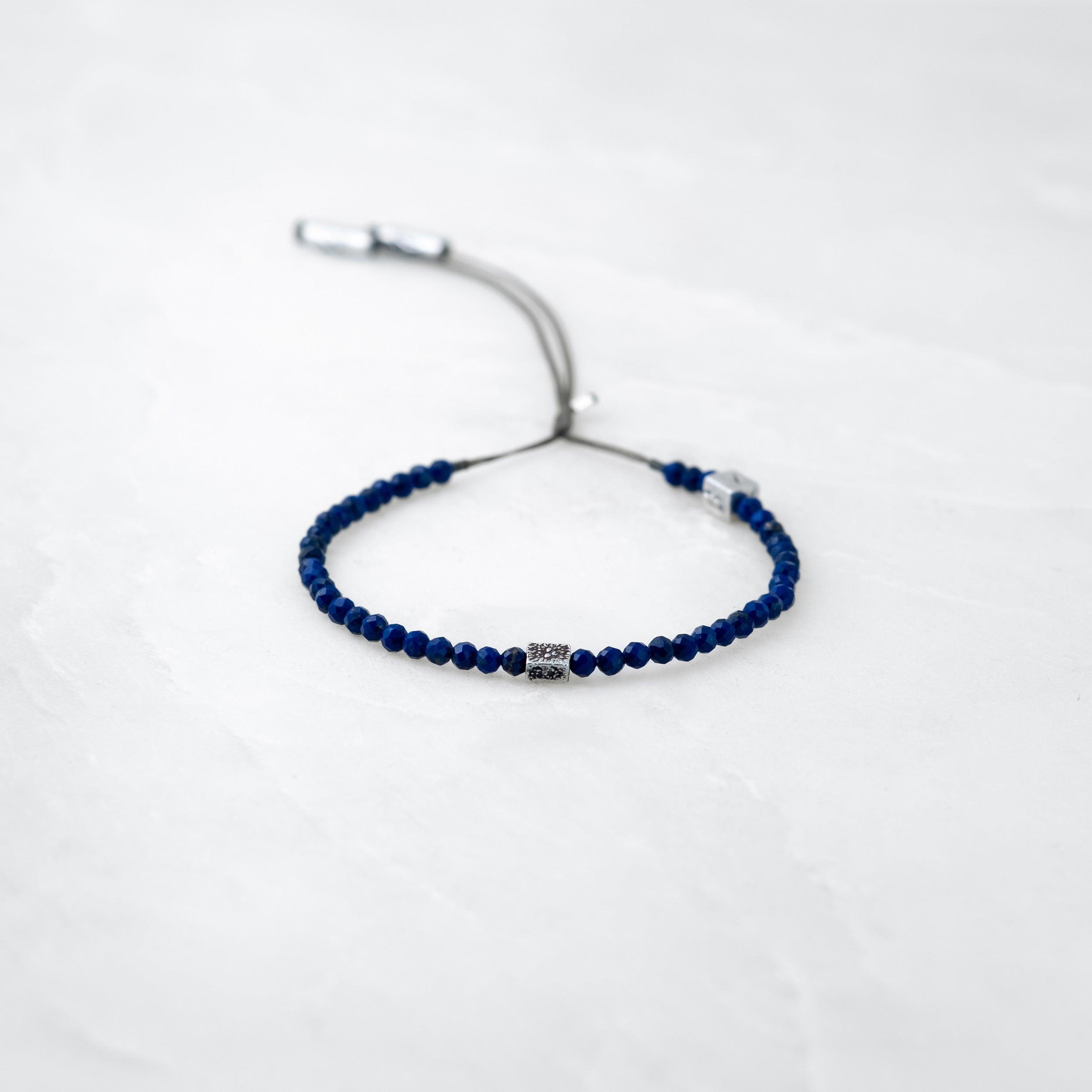 Bracelet MALA PRECIEUX - Saphir, Bodhi argenté - Roseparo Bijoux