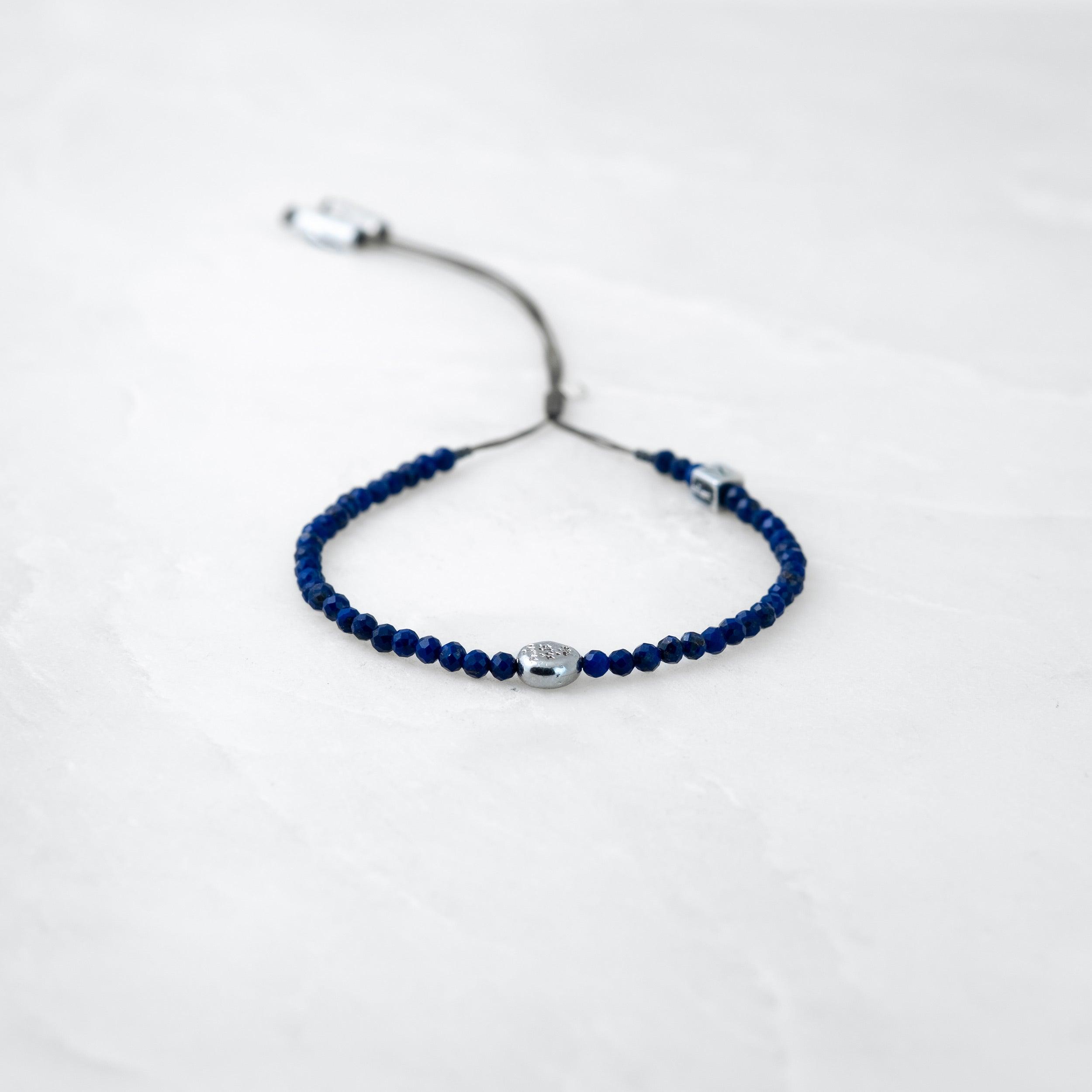 Bracelet MALA PRECIEUX - Saphir, Mani argenté - Roseparo Bijoux