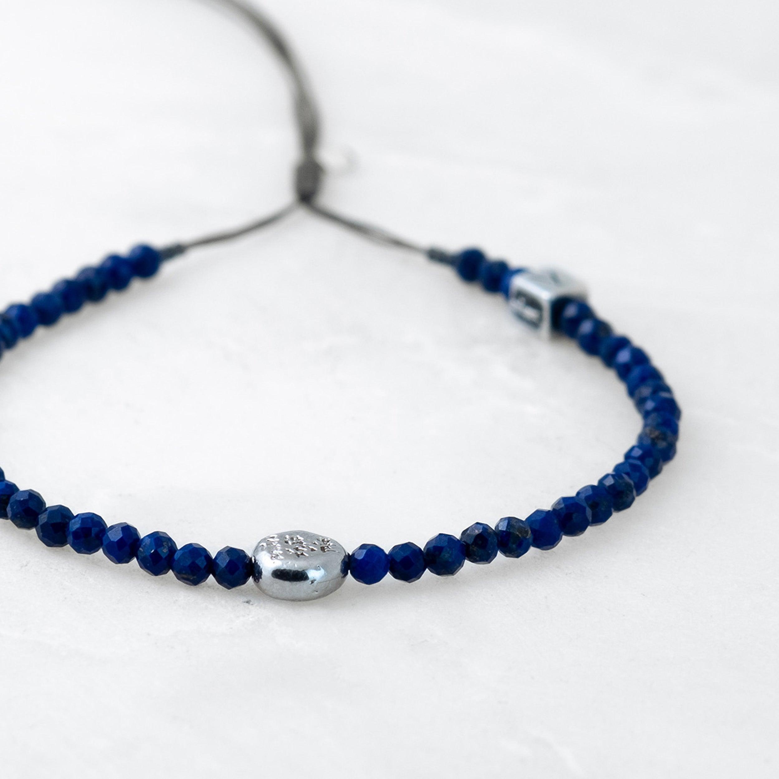 Bracelet MALA PRECIEUX - Saphir, Mani argenté - Roseparo Bijoux