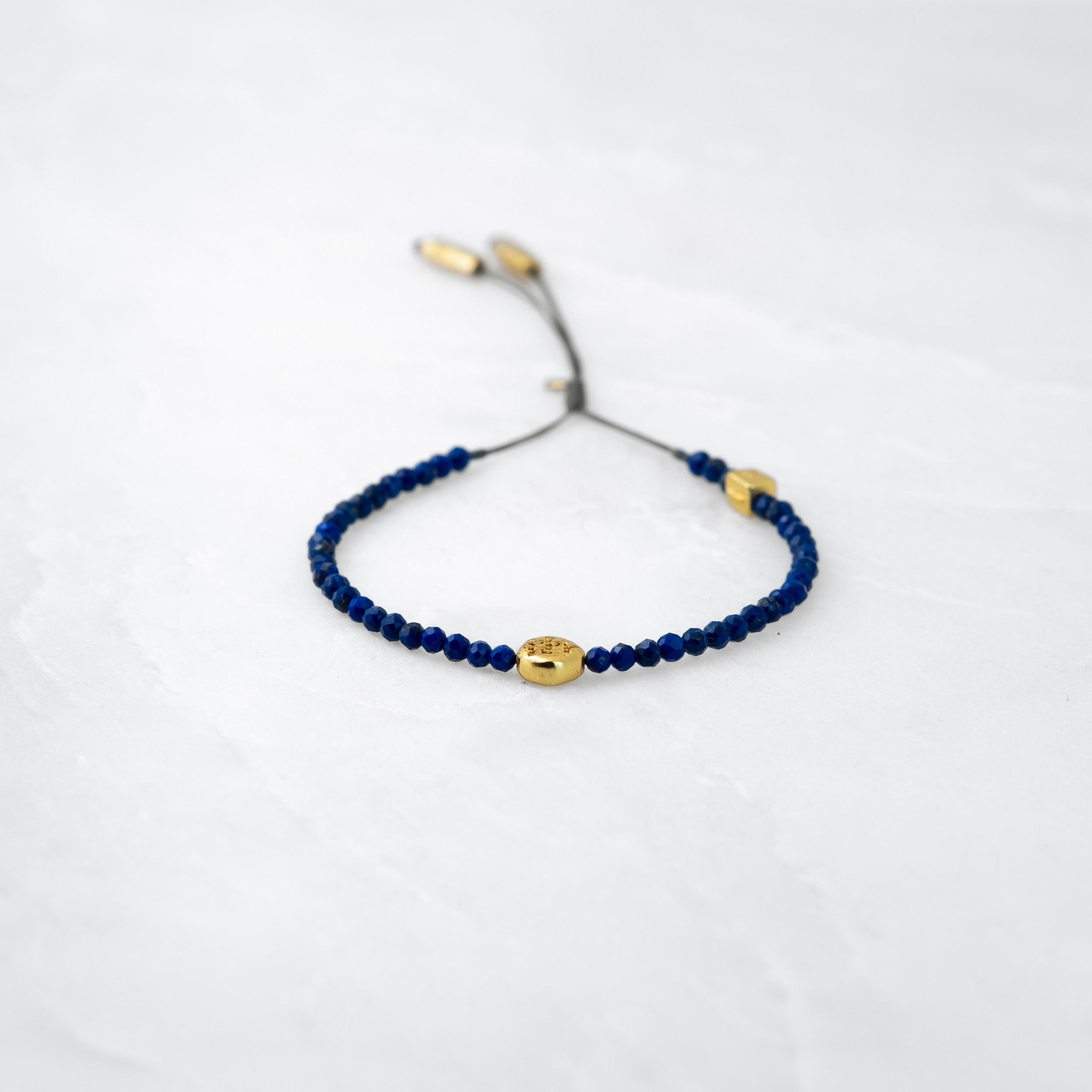 Bracelet MALA PRECIEUX - Saphir, Mani doré - Roseparo Bijoux