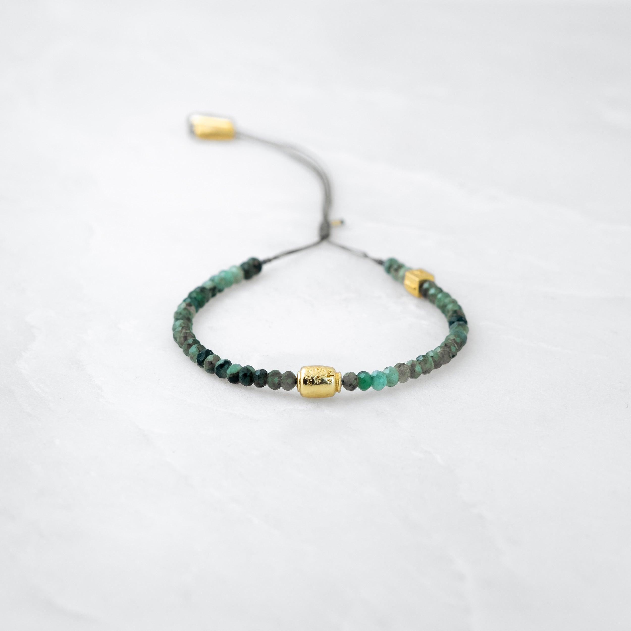Bracelet MALA PRECIEUX - Emeraude, Manikorlo doré - Roseparo Bijoux