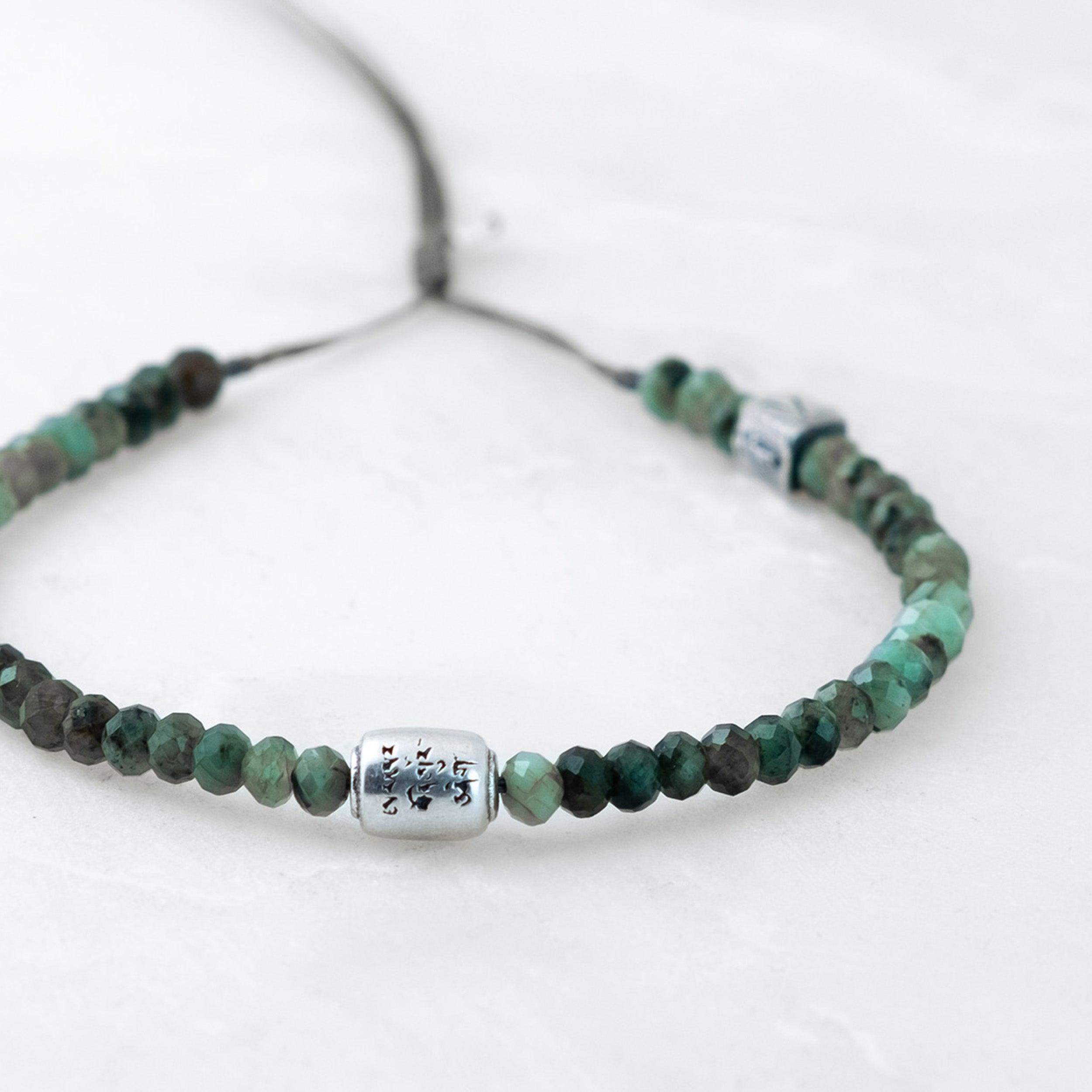 Bracelet MALA PRECIEUX - Emeraude, Manikorlo argenté - Roseparo Bijoux