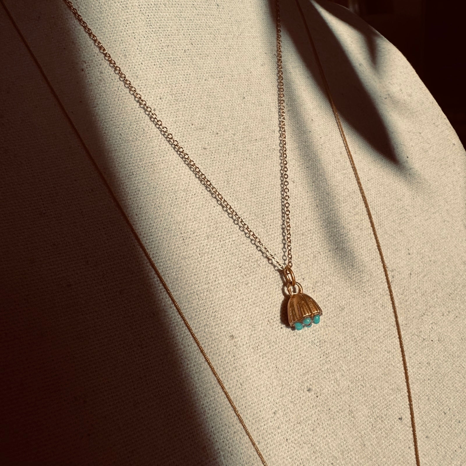 Collier - Petite fleur Turquoise & corail