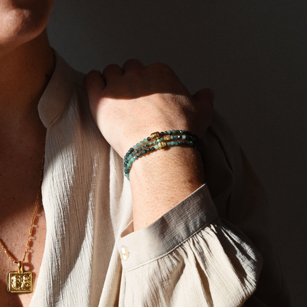 Bracelet MALA PRECIEUX - Emeraude, Manikorlo doré