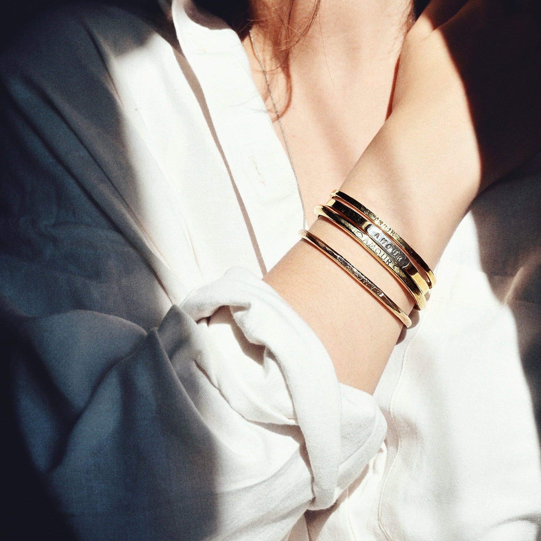 Bracelet JONC - ARGENT & LAITON, Amour